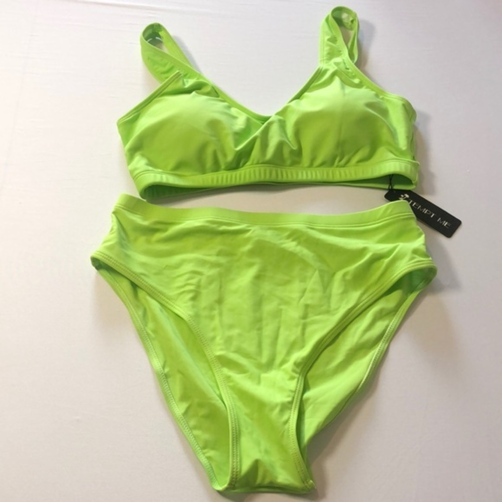 Tempt Me Lime Green High-Waisted Bikini Set - Size M - NWT